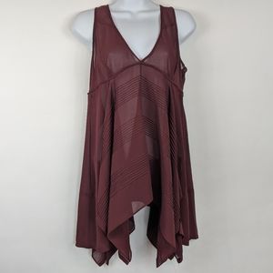 Converse One Star Burgundy Sheer Baby Doll Blouse
